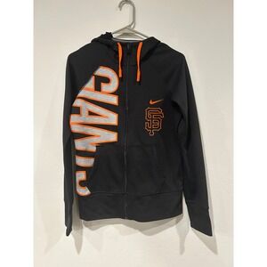 Nike San Francisco Giants Dri Fit Zip Up Hoodie Black Orange SF Logo Size S